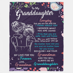 To My Granddaughter Gift From Grandma,Flower Lover Fleece Blanket