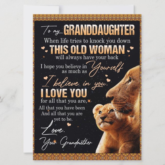 To My Granddaughter Gift From Grandma, Lion Lovers (Front)