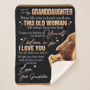 To My Granddaughter Gift From Grandma, Lion Lovers Sherpa Blanket