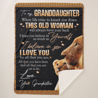 To My Granddaughter Gift From Grandma, Lion Lovers Sherpa Blanket