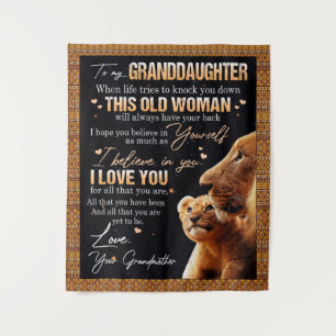 To My Granddaughter Gift From Grandma, Lion Lovers Tapestry