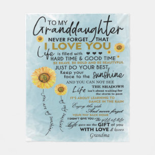 To My Granddaughter Gift, Grandkids Birthday Gift Fleece Blanket