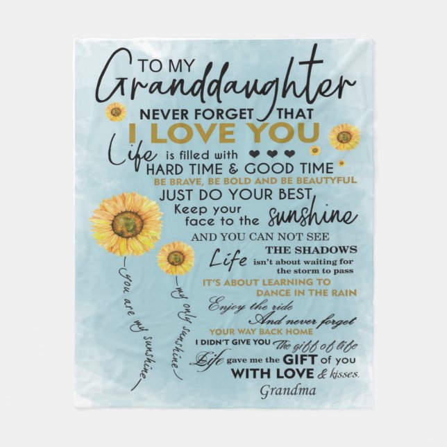 To My Granddaughter Gift, Grandkids Birthday Gift Fleece Blanket (Front)