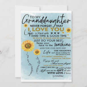 To My Granddaughter Gift, Grandkids Birthday Gift Holiday Card