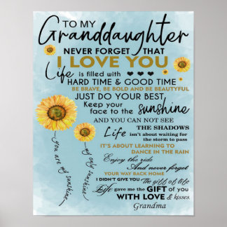 To My Granddaughter Gift, Grandkids Birthday Gift Poster
