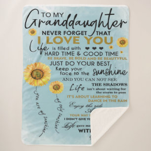 To My Granddaughter Gift, Grandkids Birthday Gift Sherpa Blanket