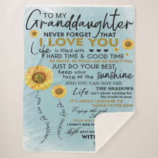 To My Granddaughter Gift, Grandkids Birthday Gift Sherpa Blanket