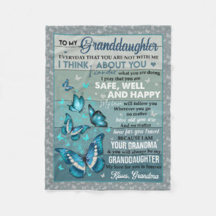 To My Granddaughter- Kisses, Grandma Fleece Blanket
