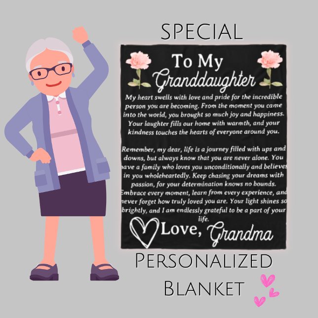 To My Granddaughter PEONY Personalised  Blanket (Creator Uploaded)