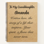 To my granddaughter personalised notebook journal<br><div class="desc">Introducing our personalised notebook spiral - the perfect accessory for anyone who loves to take notes, jot down ideas, or keep track of their daily tasks. With a sleek and stylish design, this notebook is sure to become your go-to for all your writing needs. Our notebook is made with high-quality...</div>