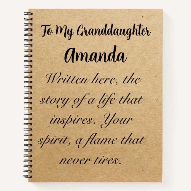 To my granddaughter personalised notebook journal (Front)