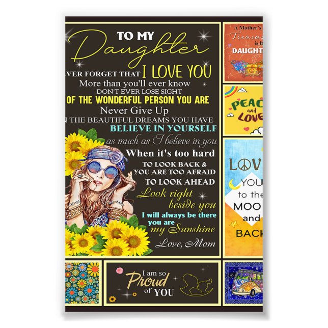 To My Granddaughter Sunflower Birthday Gift Idea Photo Print (Front)
