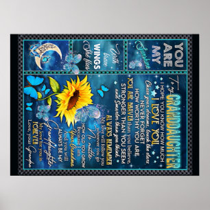 To My Granddaughter Sunflower Gift, Baby Gift Poster