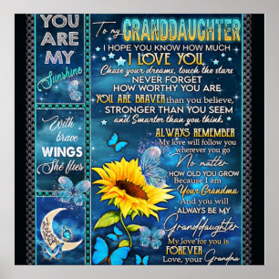 To My Granddaughter Sunflower Gift, Baby Gift Poster