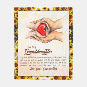 To My Granddaughter Sunflower Gift From Grandma Fleece Blanket