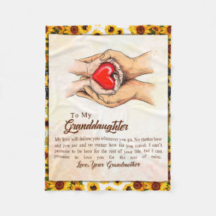 To My Granddaughter Sunflower Gift From Grandma Fleece Blanket