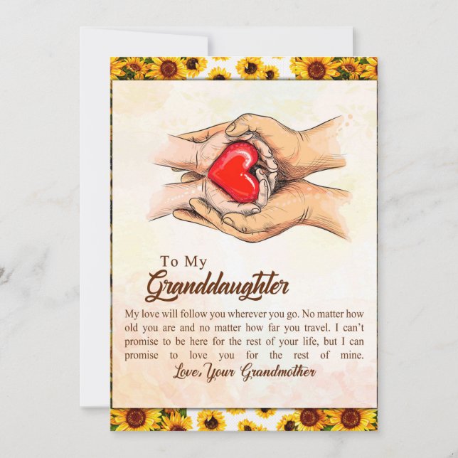 To My Granddaughter Sunflower Gift From Grandma Holiday Card (Front)