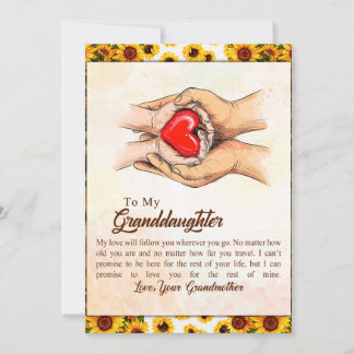 To My Granddaughter Sunflower Gift From Grandma Holiday Card