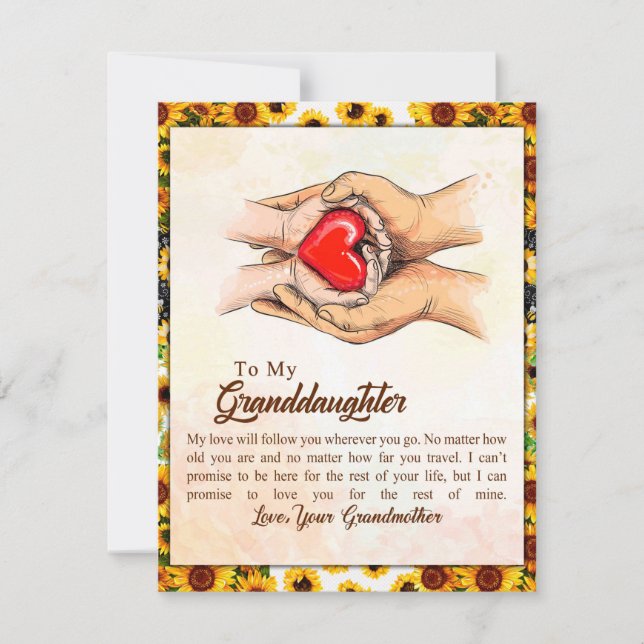 To My Granddaughter Sunflower Gift From Grandma Invitation (Front)