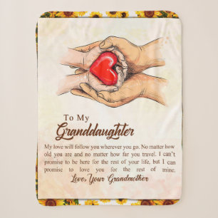 To My Granddaughter Sunflower Gift From Grandma Sherpa Blanket
