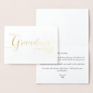 To My Grandma On My Wedding Day Elegant Script Foil Card