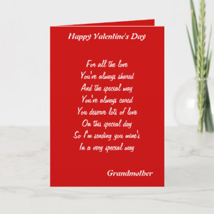 To my  grandmother on valentine's day holiday card