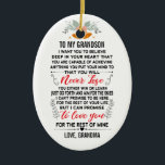 To My Grandson From Grandma with Custom Name Ceramic Tree Decoration<br><div class="desc">To My Grandson I Want You To believe deep in your heart that you are capable of achieving anything you put your mind to and that you will never lose you either win or learn just go forth and aim for the skies I can't promise to be here for the...</div>