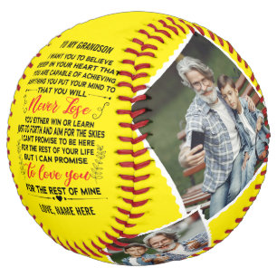To My Grandson From Grandpa Grandma Custom 4 Photo Softball