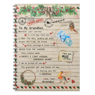 To My Grandson Gift,Grandson And Grandpa,Bird Love Notebook