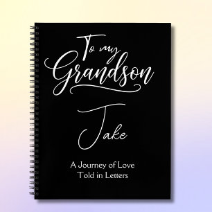 To My Grandson Personalised Black  Notebook