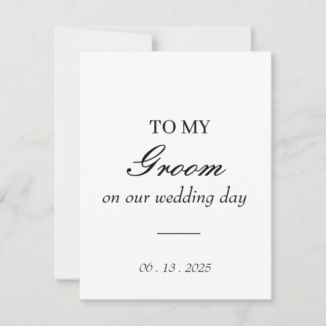 to my groom on our wedding day card / personalised (Front)