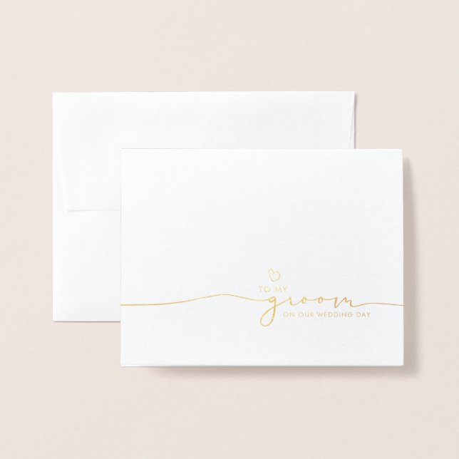 To My Groom On Our Wedding Day Cute Message Foil Card (Front With Envelope)