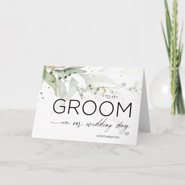 To My Groom Wedding Gift from Bride Eucalyptus Card (Front)