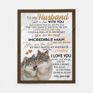 To My Husband, Couple Wolf Gift, Wedding Gift Fleece Blanket