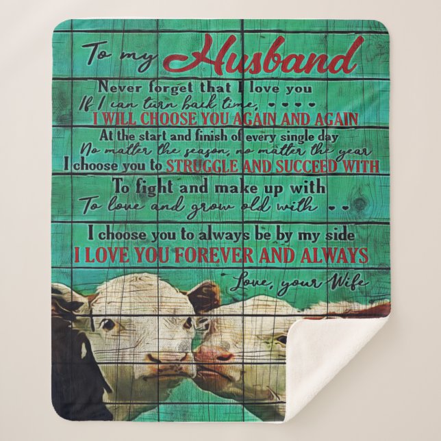 To my Husband | Cute Family Present Sherpa Blanket (Front)