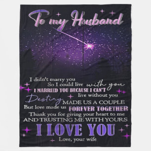 To My Husband Decor, Love Quotes Letter Fleece Blanket