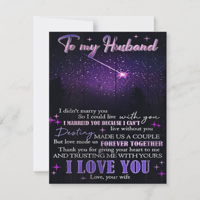 To My Husband Decor, Love Quotes Letter Invitation (Front)