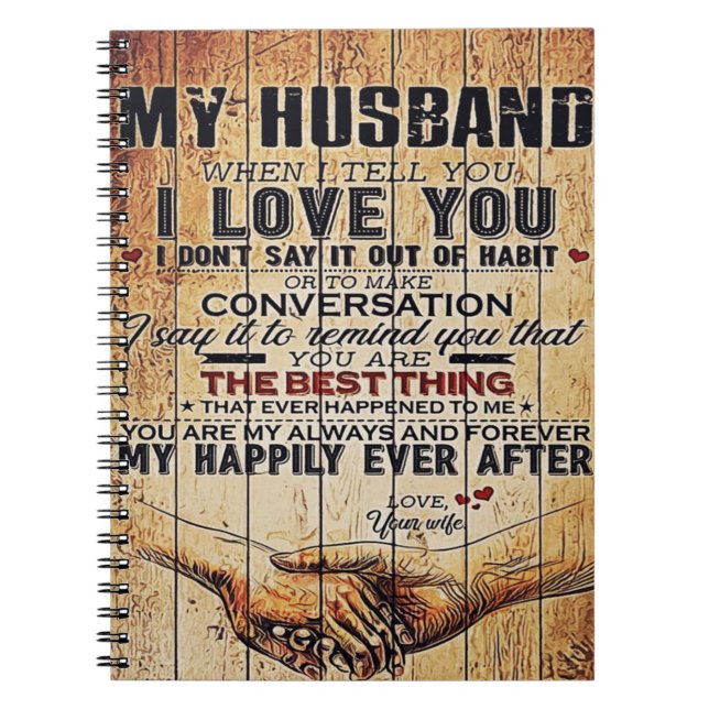 To My Husband Decor, Love Quotes Letter Notebook (Front)