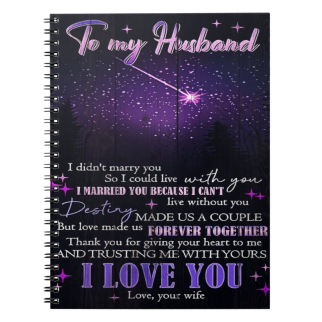 To My Husband Decor, Love Quotes Letter Notebook (Front)