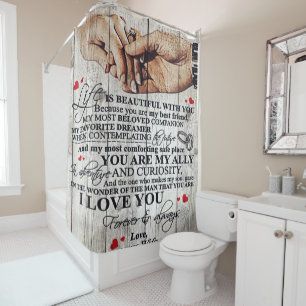 To My Husband Design Gift Love Letter To Him Shower Curtain
