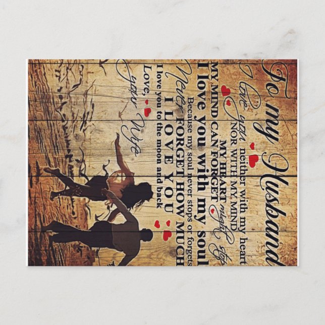 To My Husband Design | Letter To Him | Lovely Gift Announcement Postcard (Front)