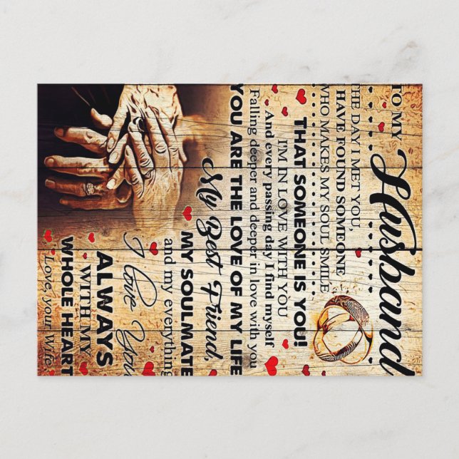 To My Husband Design | Love Letter Gift To Him Announcement Postcard (Front)