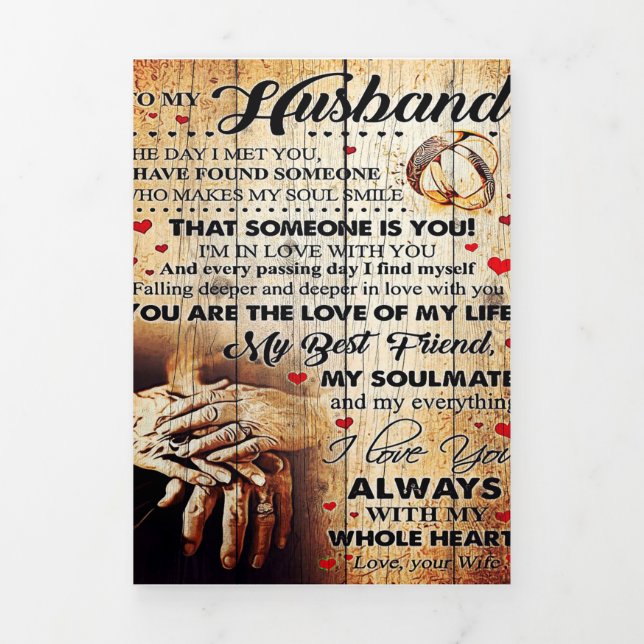 To My Husband Design | Love Letter Gift To Him Tri-Fold Announcement (Cover)