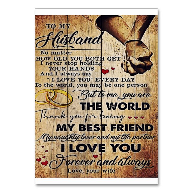 To My Husband Design | Love Letter To Him | Table Number (Front)