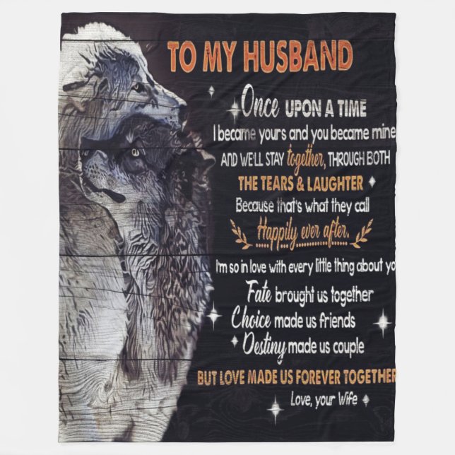 To My Husband Design | Love Quotes To Husband Fleece Blanket (Front)