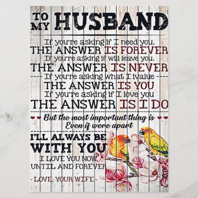 To My Husband Design, New Home Gift Menu (Front)