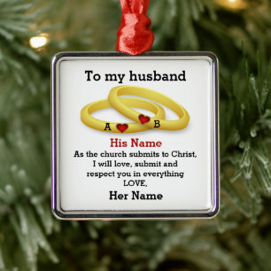 To my husband for him wedding couple ring monogram metal tree decoration