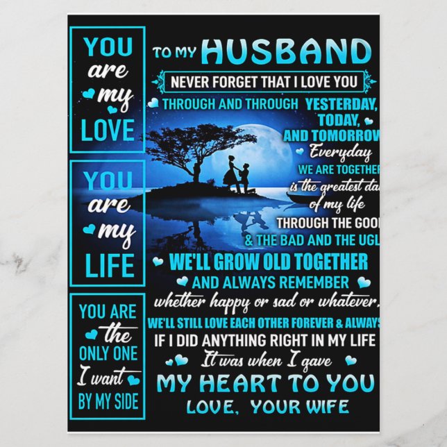 To My Husband Gift, Cute Husband Birthday Gift Menu (Front)