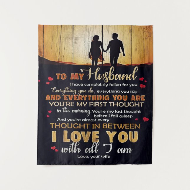 To My Husband Gift, Indoor Decor Tapestry (Front)