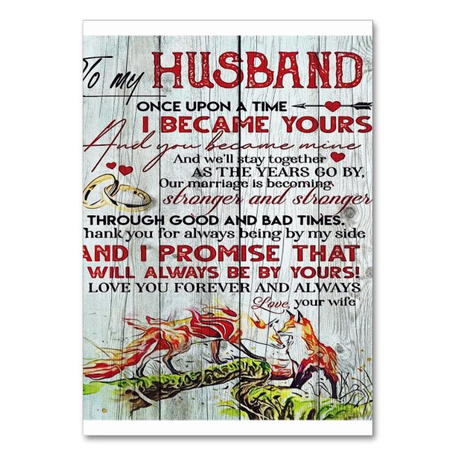 To My Husband Gift | Letter For Him | Table Number (Front)